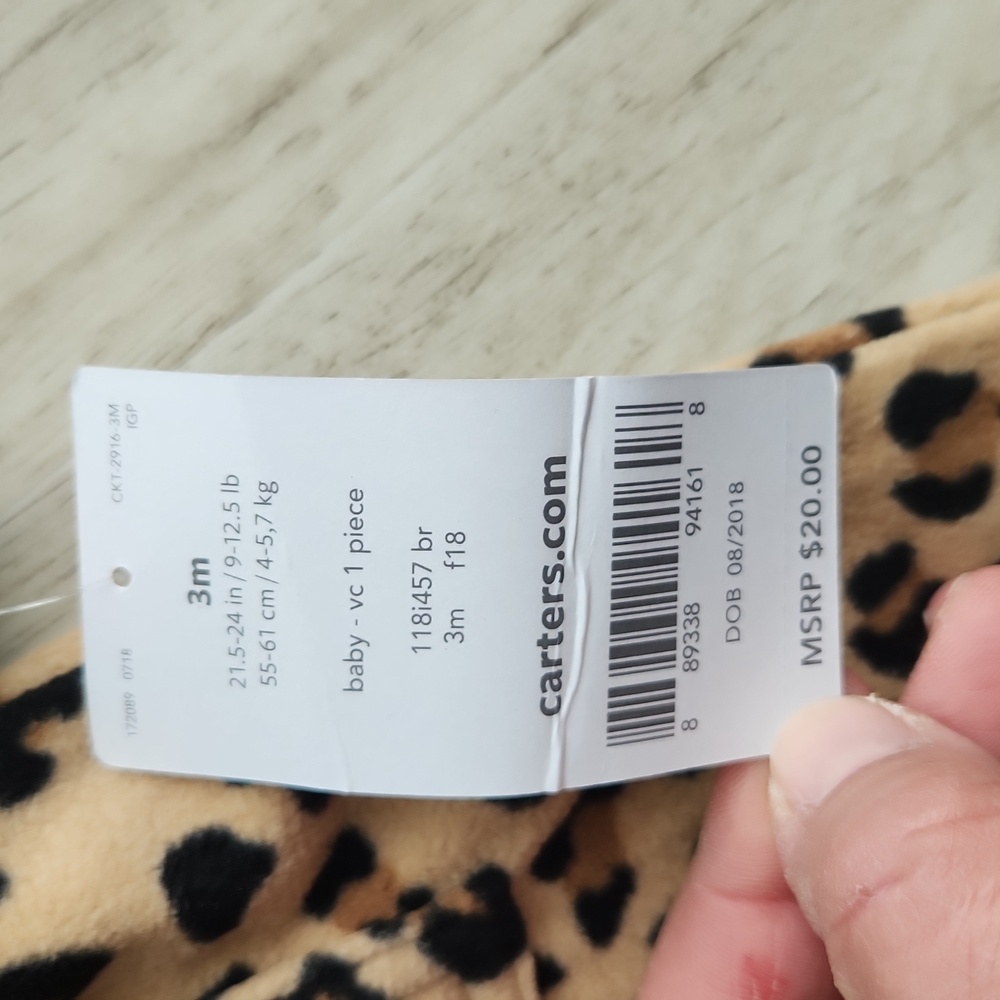 Carter's Baby Girl Leopard Footless One Piece - Picture 5 of 7